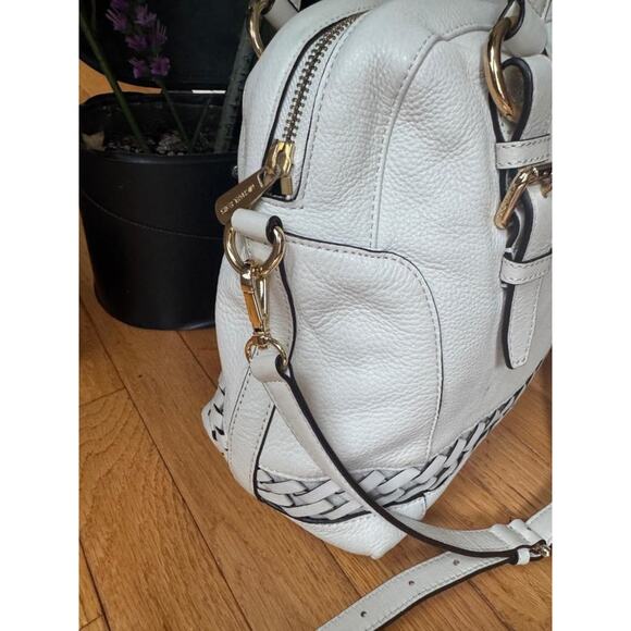 MICHAEL KORS GLADSTONE LARGE white LEATHER TOP ZIP LOGO SATCHEL (PU500 - Picture 4 of 13